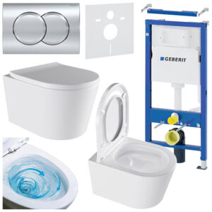 BPS-koupelny Podomítkový modul Geberit DuoFix s WC mísou EL-WH-02 + ovládací tlačítko Delta 01 chrom
