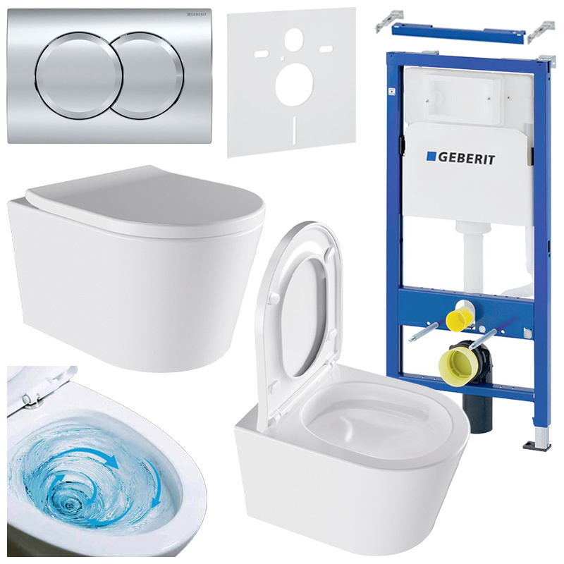 BPS-koupelny Podomítkový modul Geberit DuoFix s WC mísou EL-WH-02 + ovládací tlačítko Delta 01 chrom