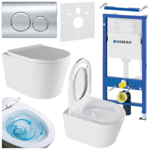 BPS-koupelny Podomítkový modul Geberit DuoFix s WC mísou EL-WH-02 + ovládací tlačítko Delta 20 chrom
