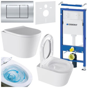 BPS-koupelny Podomítkový modul Geberit DuoFix s WC mísou EL-WH-02 + ovládací tlačítko Delta 30 chrom