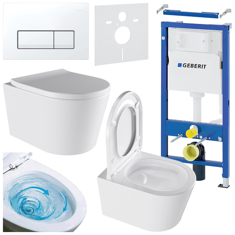 BPS-koupelny Podomítkový modul Geberit DuoFix s WC mísou EL-WH-02 + ovládací tlačítko Delta 50 bílá