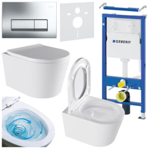 BPS-koupelny Podomítkový modul Geberit DuoFix s WC mísou EL-WH-02 + ovládací tlačítko Delta 50 chrom