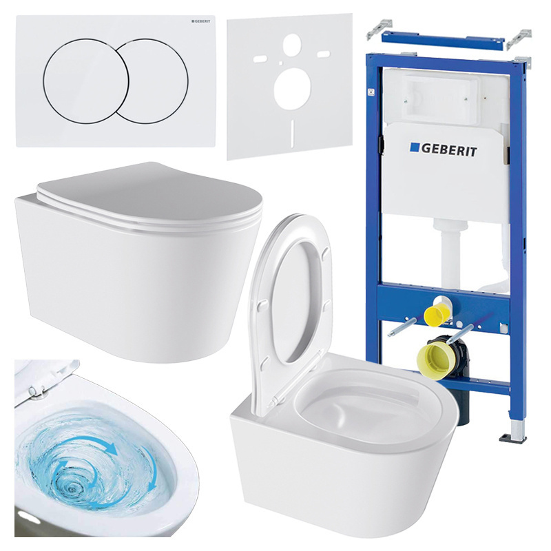 BPS-koupelny Podomítkový modul Geberit DuoFix s WC mísou EL-WH-03 + ovládací tlačítko Delta 01 bílá