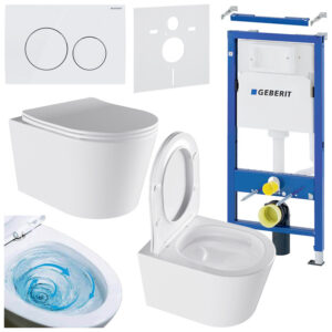 BPS-koupelny Podomítkový modul Geberit DuoFix s WC mísou EL-WH-03 + ovládací tlačítko Delta 20 bílá
