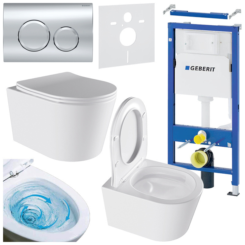 BPS-koupelny Podomítkový modul Geberit DuoFix s WC mísou EL-WH-03 + ovládací tlačítko Delta 20 chrom