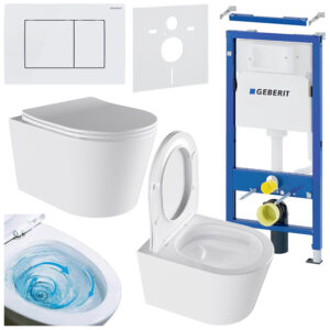 BPS-koupelny Podomítkový modul Geberit DuoFix s WC mísou EL-WH-03 + ovládací tlačítko Delta 30 bílá