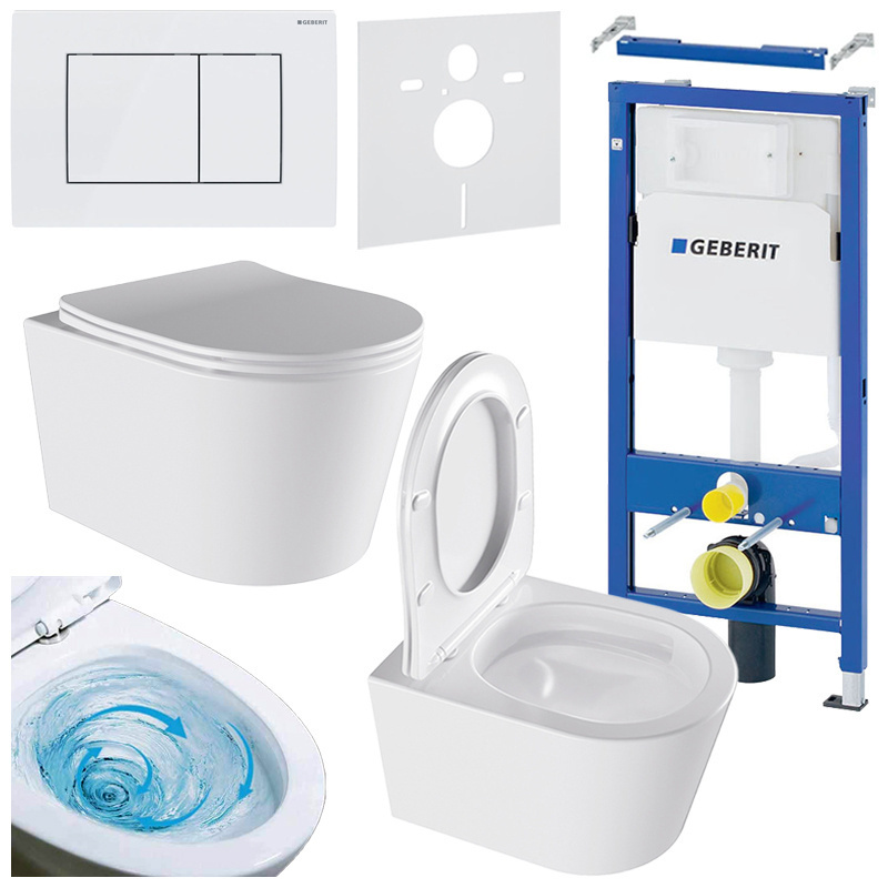 BPS-koupelny Podomítkový modul Geberit DuoFix s WC mísou EL-WH-03 + ovládací tlačítko Delta 30 bílá