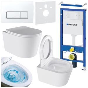 BPS-koupelny Podomítkový modul Geberit DuoFix s WC mísou EL-WH-03 + ovládací tlačítko Delta 50 bílá
