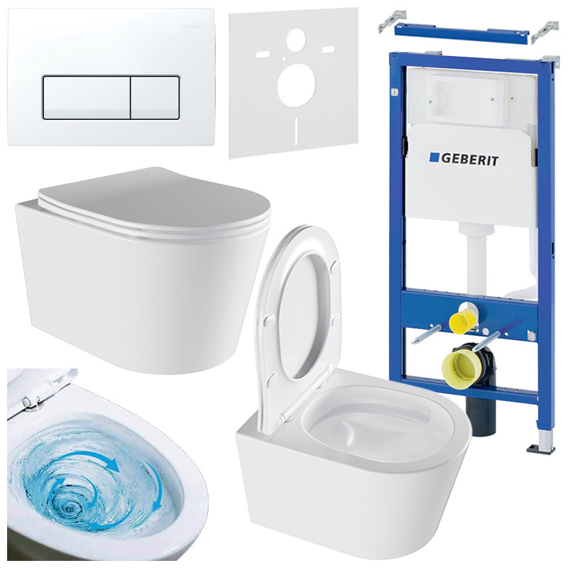 BPS-koupelny Podomítkový modul Geberit DuoFix s WC mísou EL-WH-03 + ovládací tlačítko Delta 50 bílá