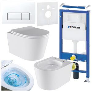 BPS-koupelny Podomítkový modul Geberit DuoFix s WC mísou EL-WH-03 + ovládací tlačítko Delta 50 bílá