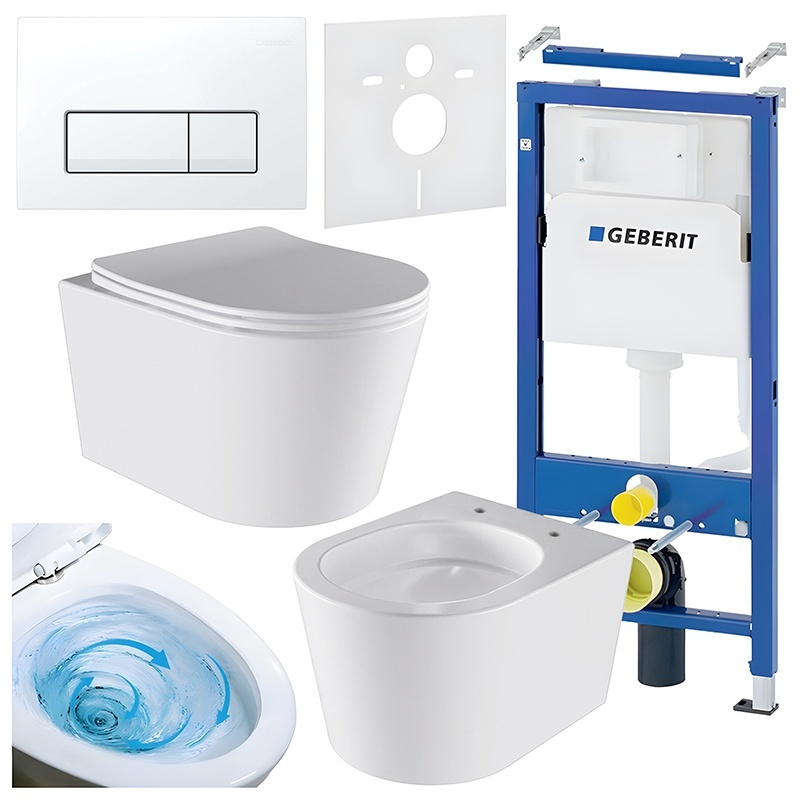 BPS-koupelny Podomítkový modul Geberit DuoFix s WC mísou EL-WH-03 + ovládací tlačítko Delta 50 bílá