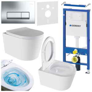 BPS-koupelny Podomítkový modul Geberit DuoFix s WC mísou EL-WH-03 + ovládací tlačítko Delta 50 chrom