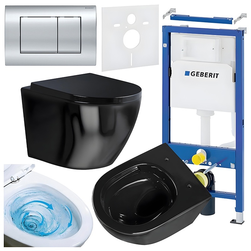 BPS-koupelny Podomítkový modul Geberit DuoFix s WC mísou FW-BL-TR-02 + ovládací tlačítko Delta 30 chrom
