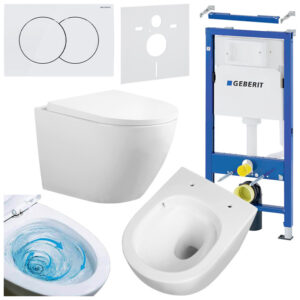 BPS-koupelny Podomítkový modul Geberit DuoFix s WC mísou FW-WH-TR-02 + ovládací tlačítko Delta 01 bílá