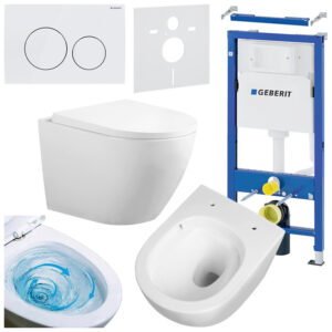 BPS-koupelny Podomítkový modul Geberit DuoFix s WC mísou FW-WH-TR-02 + ovládací tlačítko Delta 20 bílá