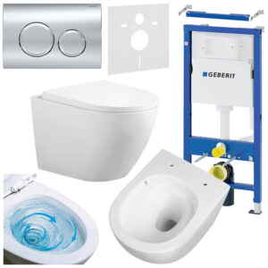 BPS-koupelny Podomítkový modul Geberit DuoFix s WC mísou FW-WH-TR-02 + ovládací tlačítko Delta 20 chrom