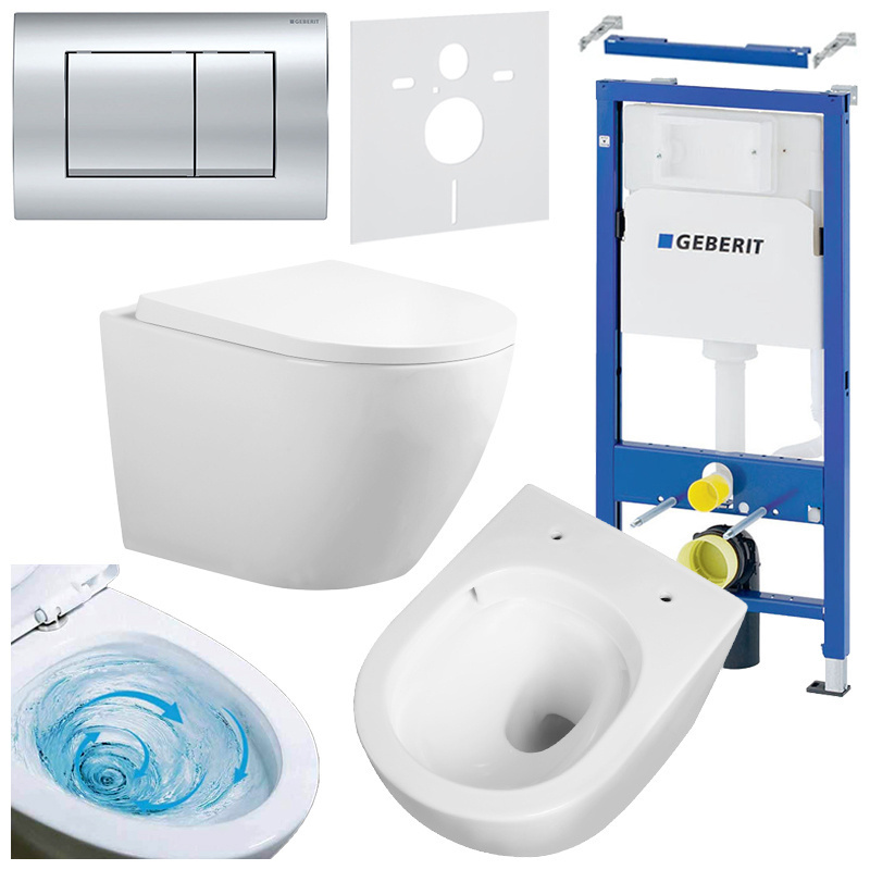 BPS-koupelny Podomítkový modul Geberit DuoFix s WC mísou FW-WH-TR-02 + ovládací tlačítko Delta 30 chrom