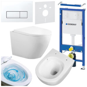 BPS-koupelny Podomítkový modul Geberit DuoFix s WC mísou FW-WH-TR-02 + ovládací tlačítko Delta 50 bílá