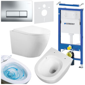 BPS-koupelny Podomítkový modul Geberit DuoFix s WC mísou FW-WH-TR-02 + ovládací tlačítko Delta 50 chrom