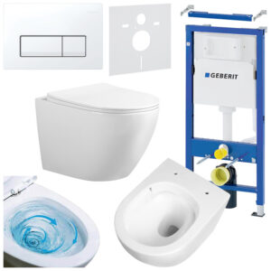 BPS-koupelny Podomítkový modul Geberit DuoFix s WC mísou FW-WH-TR-03 + ovládací tlačítko Delta 50 bílá
