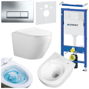 BPS-koupelny Podomítkový modul Geberit DuoFix s WC mísou FW-WH-TR-03 + ovládací tlačítko Delta 50 chrom