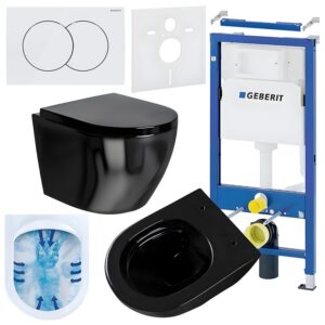 BPS-koupelny Podomítkový modul Geberit DuoFix s WC mísou MU-BL-RIM-02 + ovládací tlačítko Delta 01 bílá