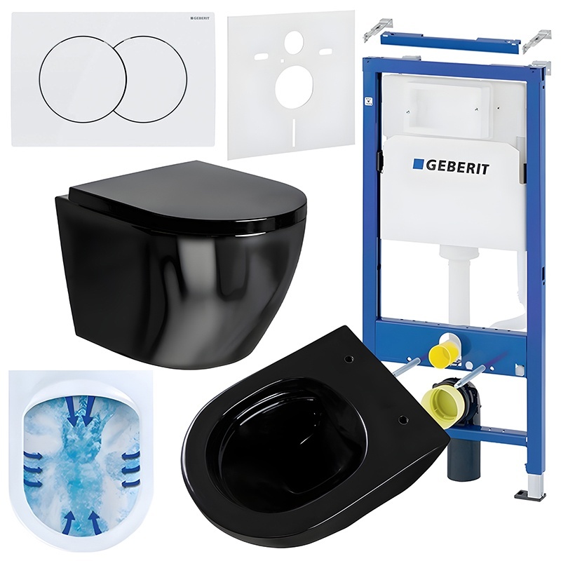 BPS-koupelny Podomítkový modul Geberit DuoFix s WC mísou MU-BL-RIM-02 + ovládací tlačítko Delta 01 bílá