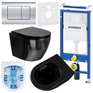 BPS-koupelny Podomítkový modul Geberit DuoFix s WC mísou MU-BL-RIM-02 + ovládací tlačítko Delta 30 chrom