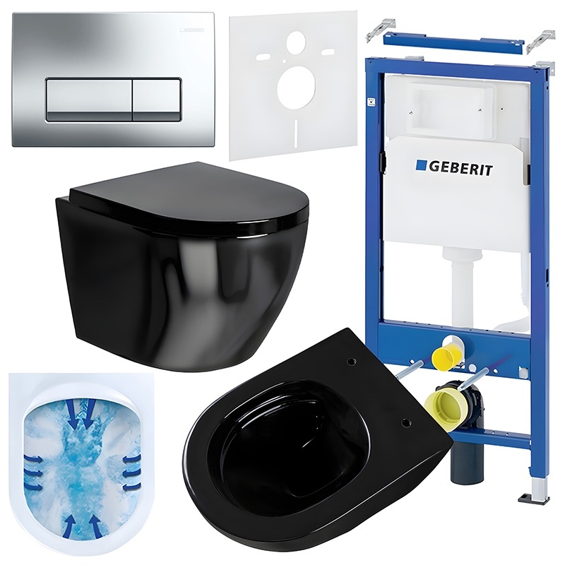BPS-koupelny Podomítkový modul Geberit DuoFix s WC mísou MU-BL-RIM-02 + ovládací tlačítko Delta 50 chrom