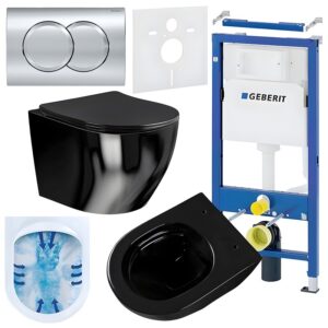 BPS-koupelny Podomítkový modul Geberit DuoFix s WC mísou MU-BL-RIM-03 + ovládací tlačítko Delta 01 chrom