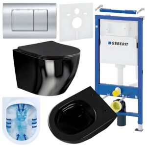 BPS-koupelny Podomítkový modul Geberit DuoFix s WC mísou MU-BL-RIM-03 + ovládací tlačítko Delta 30 chrom