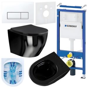 BPS-koupelny Podomítkový modul Geberit DuoFix s WC mísou MU-BL-RIM-03 + ovládací tlačítko Delta 50 bílá