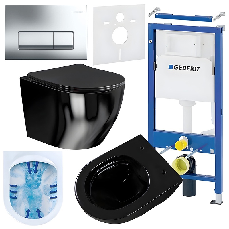 BPS-koupelny Podomítkový modul Geberit DuoFix s WC mísou MU-BL-RIM-03 + ovládací tlačítko Delta 50 chrom