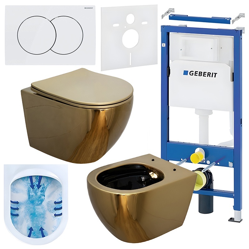 BPS-koupelny Podomítkový modul Geberit DuoFix s WC mísou MU-GL-BL-RIM-03 + ovládací tlačítko Delta 01 bílá