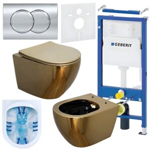 BPS-koupelny Podomítkový modul Geberit DuoFix s WC mísou MU-GL-BL-RIM-03 + ovládací tlačítko Delta 01 chrom