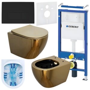 BPS-koupelny Podomítkový modul Geberit DuoFix s WC mísou MU-GL-BL-RIM-03 + ovládací tlačítko Delta 50 černá mat