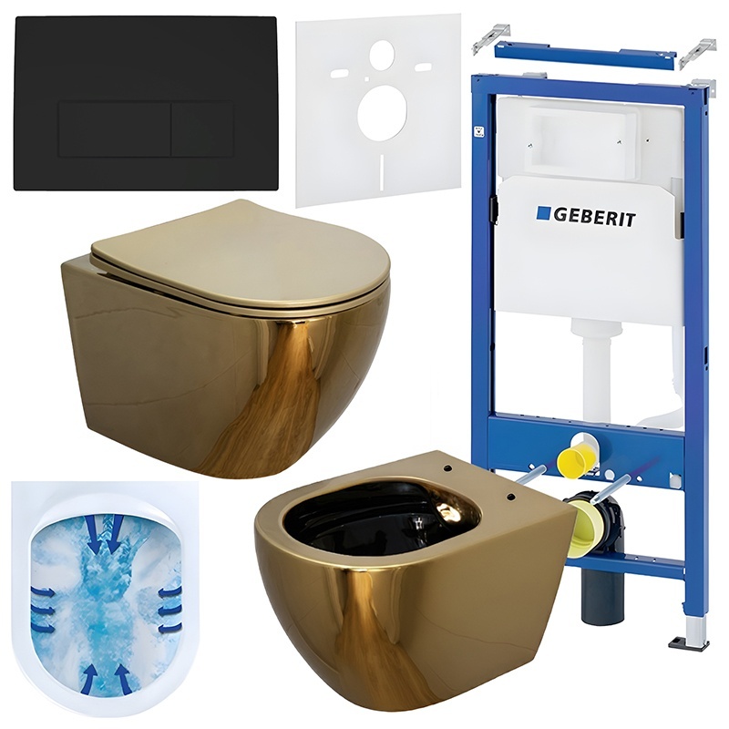 BPS-koupelny Podomítkový modul Geberit DuoFix s WC mísou MU-GL-BL-RIM-03 + ovládací tlačítko Delta 50 černá mat