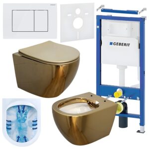 BPS-koupelny Podomítkový modul Geberit DuoFix s WC mísou MU-GL-WH-RIM-03 + ovládací tlačítko Delta 30 bílá