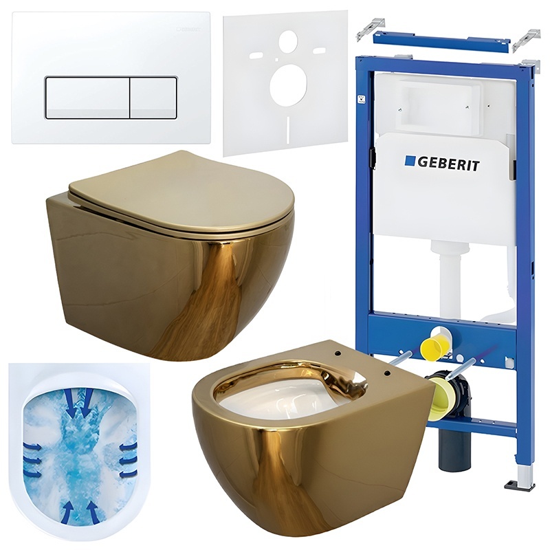 BPS-koupelny Podomítkový modul Geberit DuoFix s WC mísou MU-GL-WH-RIM-03 + ovládací tlačítko Delta 50 bílá