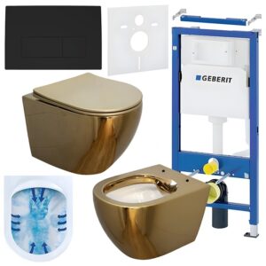 BPS-koupelny Podomítkový modul Geberit DuoFix s WC mísou MU-GL-WH-RIM-03 + ovládací tlačítko Delta 50 černá mat