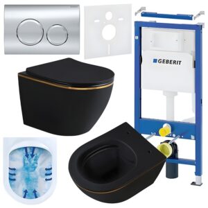 BPS-koupelny Podomítkový modul Geberit DuoFix s WC mísou MU-MTB-GL-RIM-03 + ovládací tlačítko Delta 20 chrom