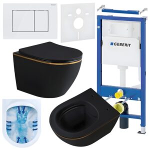 BPS-koupelny Podomítkový modul Geberit DuoFix s WC mísou MU-MTB-GL-RIM-03 + ovládací tlačítko Delta 30 bílá