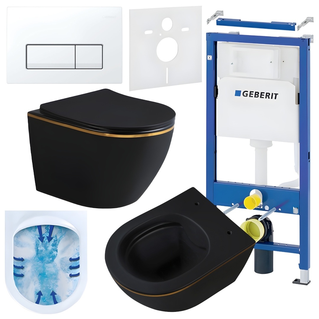 BPS-koupelny Podomítkový modul Geberit DuoFix s WC mísou MU-MTB-GL-RIM-03 + ovládací tlačítko Delta 50 bílá