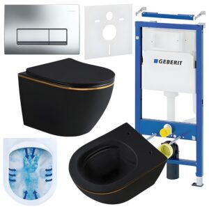 BPS-koupelny Podomítkový modul Geberit DuoFix s WC mísou MU-MTB-GL-RIM-03 + ovládací tlačítko Delta 50 chrom