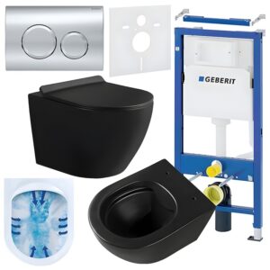 BPS-koupelny Podomítkový modul Geberit DuoFix s WC mísou MU-MTB-RIM-01 + ovládací tlačítko Delta 20 chrom