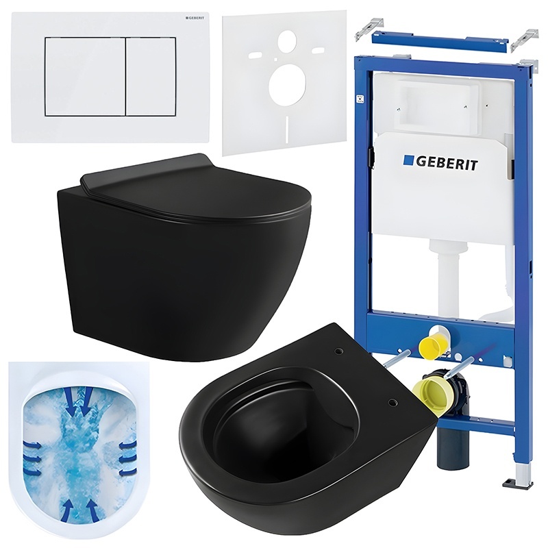 BPS-koupelny Podomítkový modul Geberit DuoFix s WC mísou MU-MTB-RIM-01 + ovládací tlačítko Delta 30 bílá