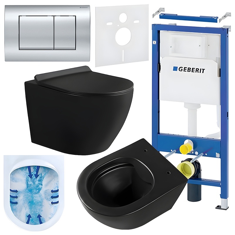 BPS-koupelny Podomítkový modul Geberit DuoFix s WC mísou MU-MTB-RIM-01 + ovládací tlačítko Delta 30 chrom