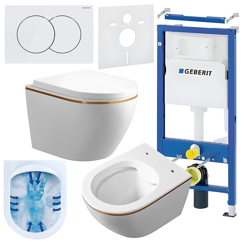 BPS-koupelny Podomítkový modul Geberit DuoFix s WC mísou MU-WH-GL-RIM-02 + ovládací tlačítko Delta 01 bílá