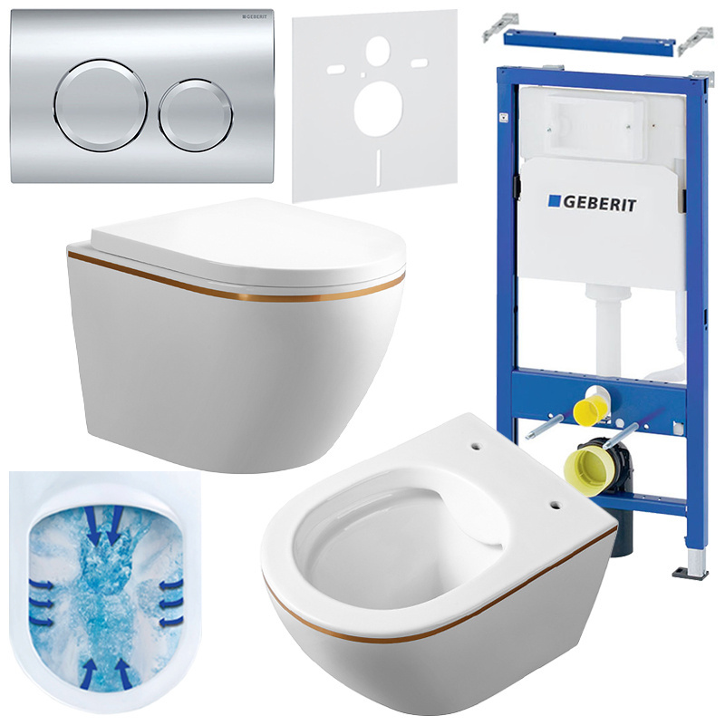 BPS-koupelny Podomítkový modul Geberit DuoFix s WC mísou MU-WH-GL-RIM-02 + ovládací tlačítko Delta 20 chrom