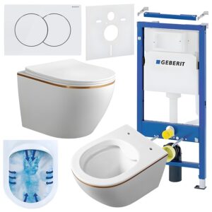 BPS-koupelny Podomítkový modul Geberit DuoFix s WC mísou MU-WH-GL-RIM-03 + ovládací tlačítko Delta 01 bílá